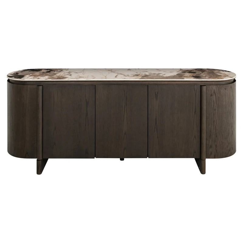 Sideboard braun Spiegelglas, Anrichte braun Spiegel, Breite 162 cm