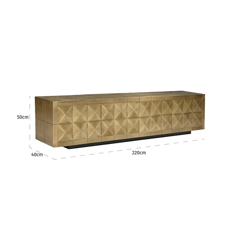 TV Schrank Gold, Fernsehschrank Gold antik, Breite 220 cm