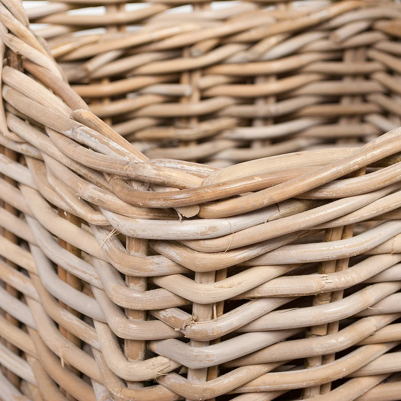 Natur-Rattankorb BAKUL eckig Grey 50x50cm mit Griffen Handarbeit