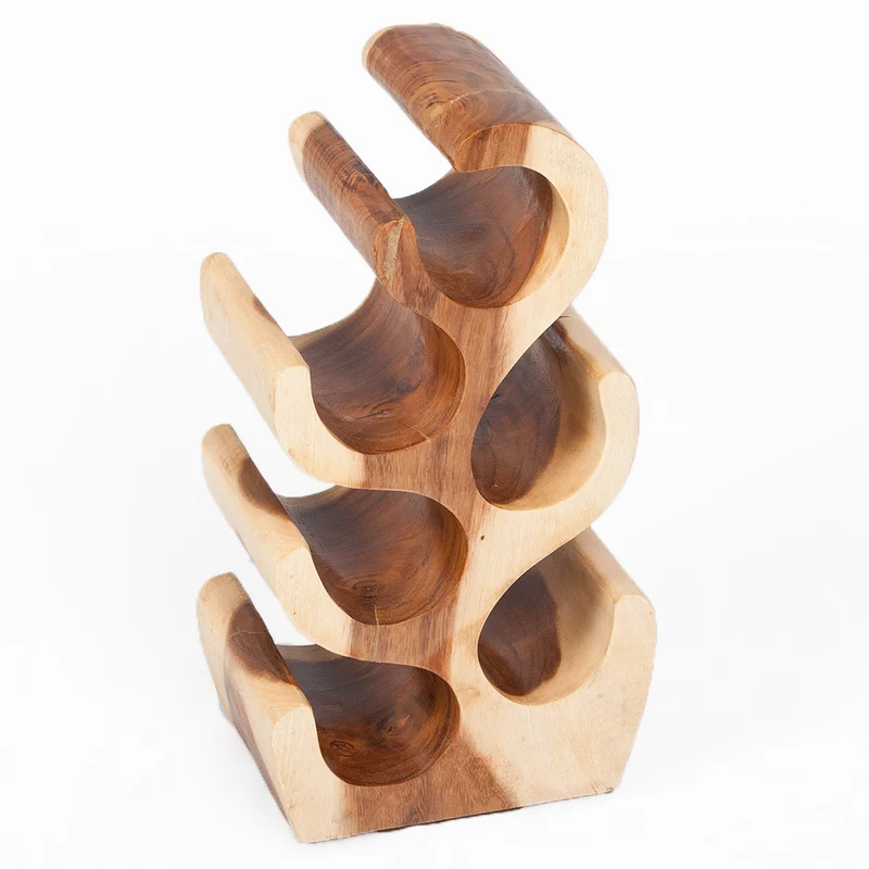 Massivholz Weinregal / Flaschenhalter BOTOL-S ca. H50cm Suar