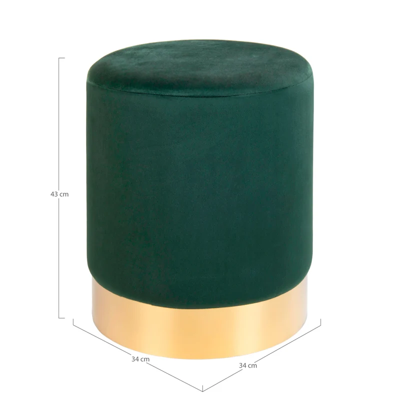 Eleganter Hocker CHANTAL 43cm grün Samt