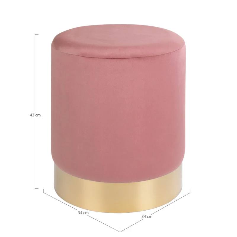 Eleganter Hocker CHANTAL 43cm rose Samt