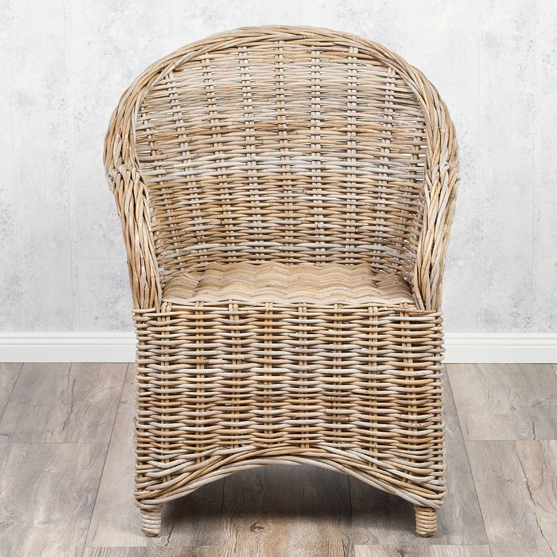 Formschöner Rattan-Sessel CHARLOTTE Natural Grey inkl. Sitzkissen