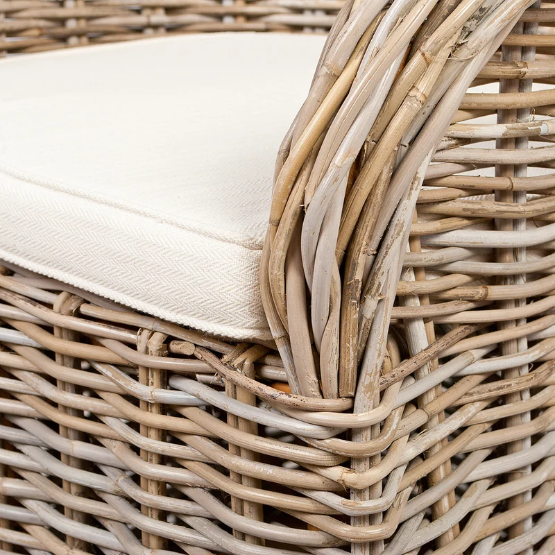 Formschöner Rattan-Sessel CHARLOTTE Natural Grey inkl. Sitzkissen