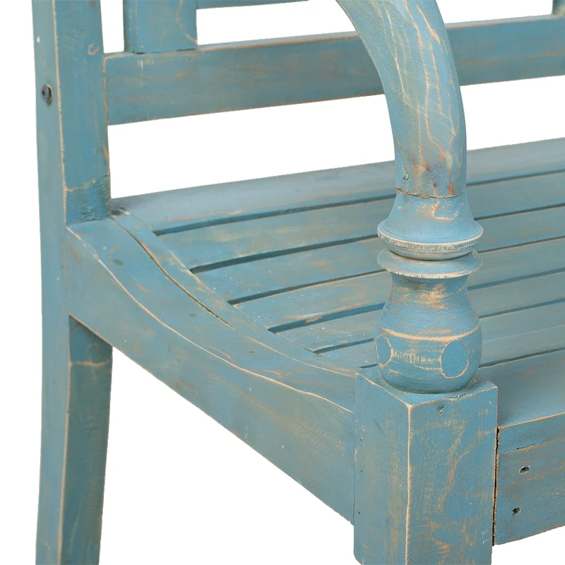 Sitzbank CHRISTOS Blue-Washed 100cm Mahagoni