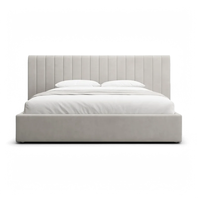 Rune King Bed Beige Velvet