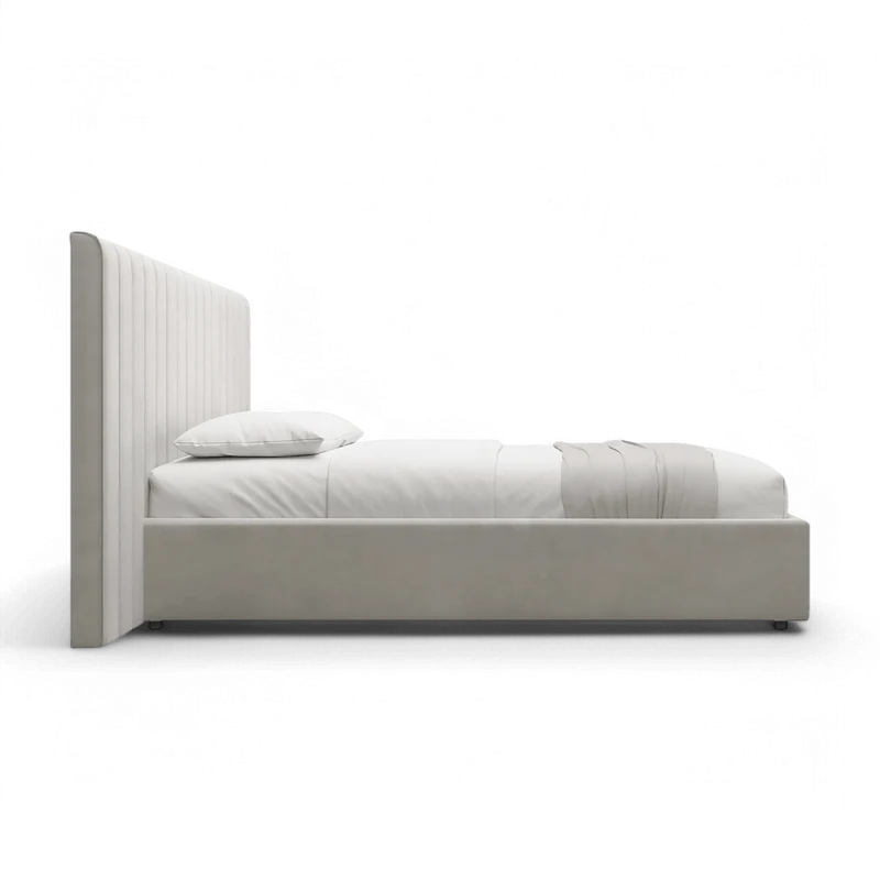 Rune King Bed Beige Velvet