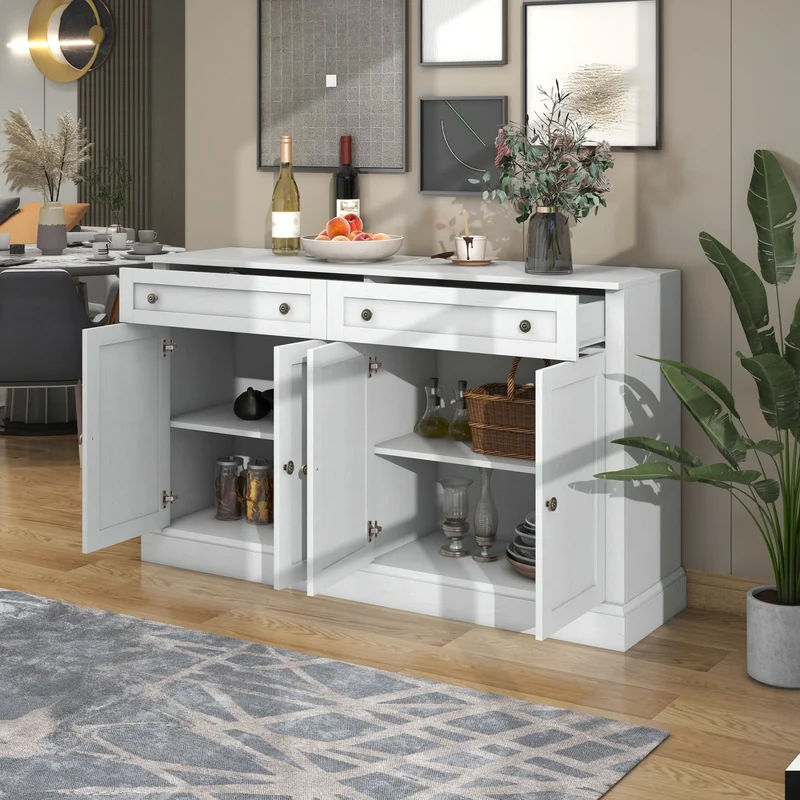 Sideboard mit 4 Türen und 2 Schubladen, 150 x 40 x 86 cm