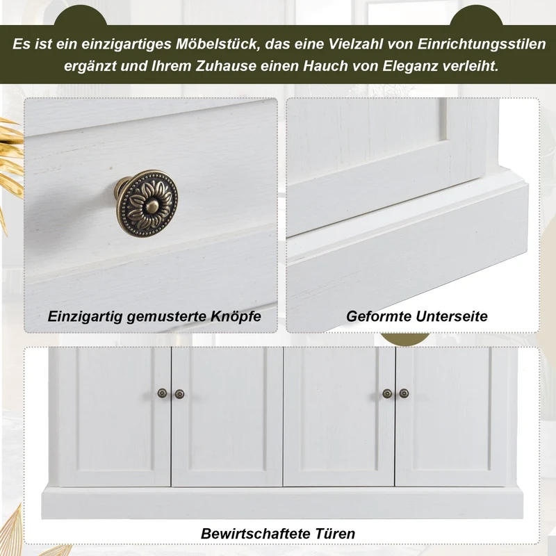 Sideboard mit 4 Türen und 2 Schubladen, 150 x 40 x 86 cm