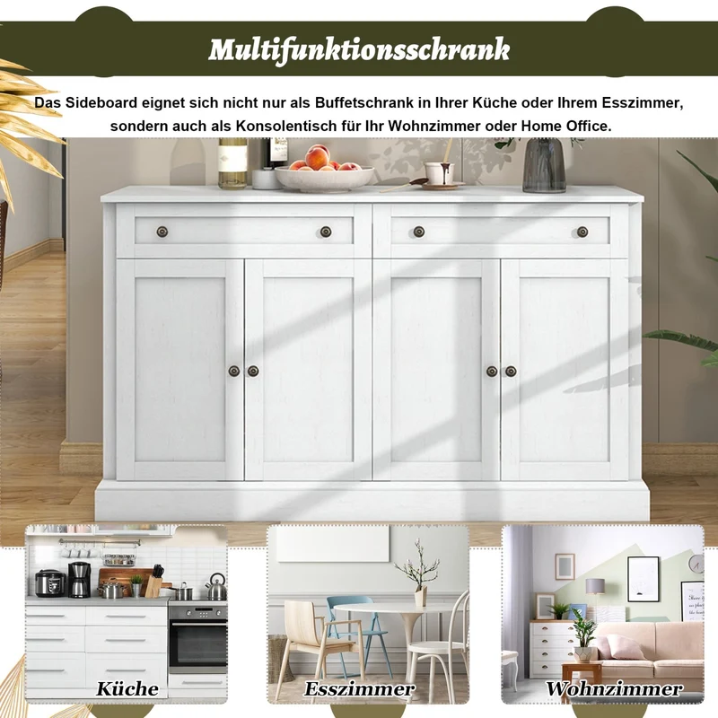 Sideboard mit 4 Türen und 2 Schubladen, 150 x 40 x 86 cm