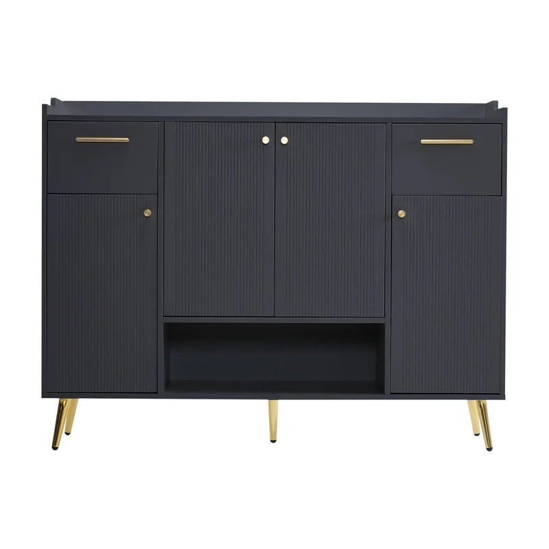 Schuhschrank mit 2 Schubladen und 4 Türen, 130 x 37 x 100 cm