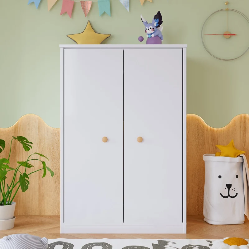 Kleiderschrank mit Stange für Kinderzimmer, 80 x 50 x 120 cm