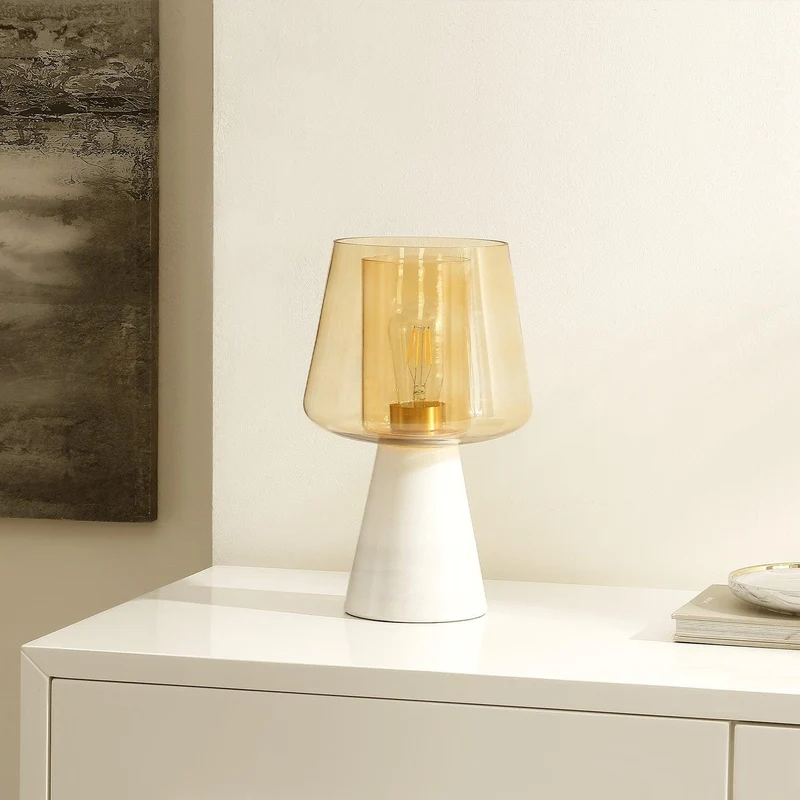 Liora Table Lamp White & Amber