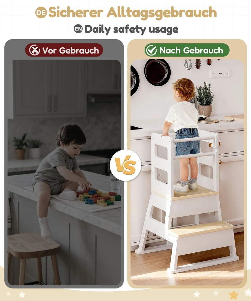 Yorbay Montessori Kinder Lernturm mit Tafel