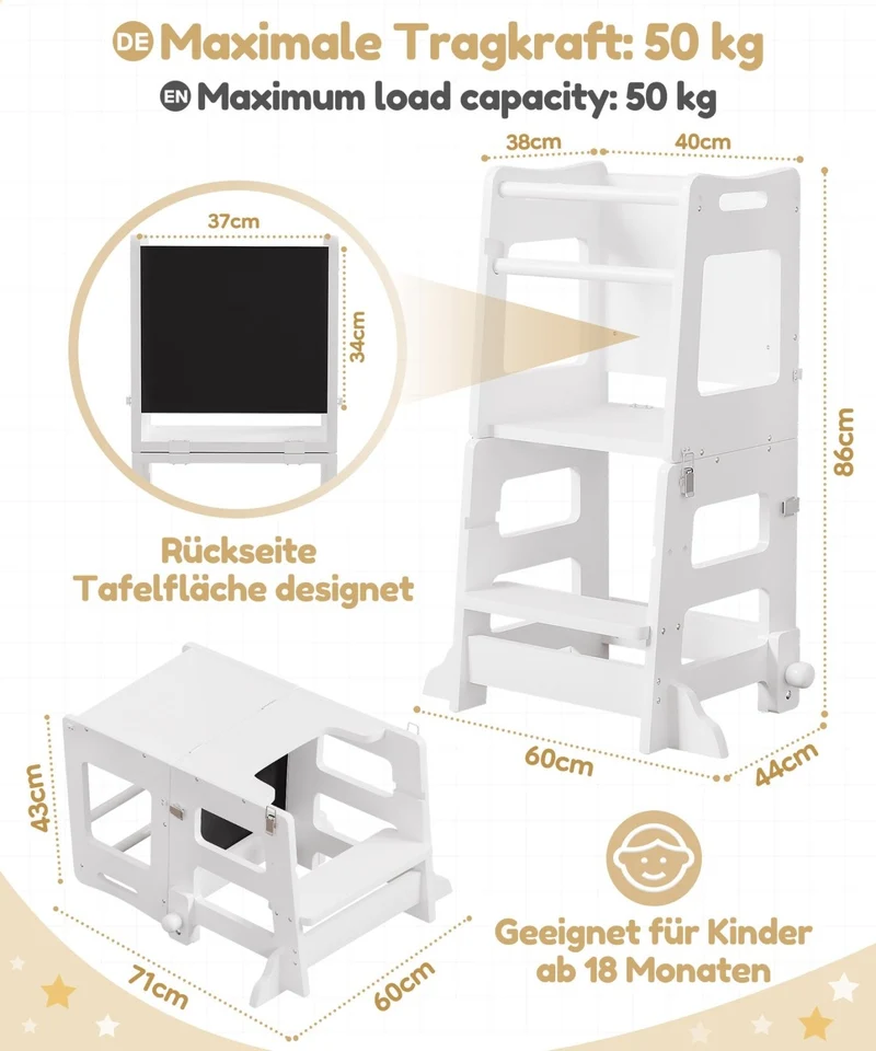 Yorbay 3-in-1 Montessori Kinder Lernturm