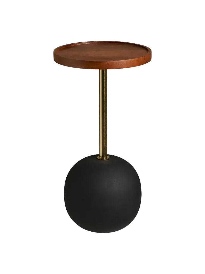 Sirone Beistelltisch Mangoholz/Stahl, schwarz/Messing-Optik/dunkelbraun