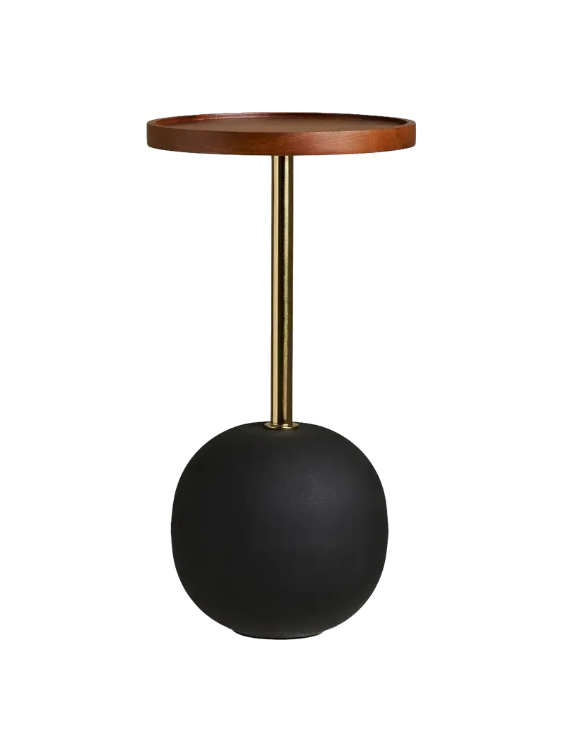 Sirone Beistelltisch Mangoholz/Stahl, schwarz/Messing-Optik/dunkelbraun