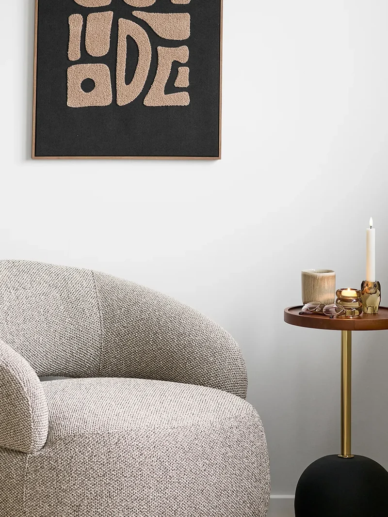 Sirone Beistelltisch Mangoholz/Stahl, schwarz/Messing-Optik/dunkelbraun