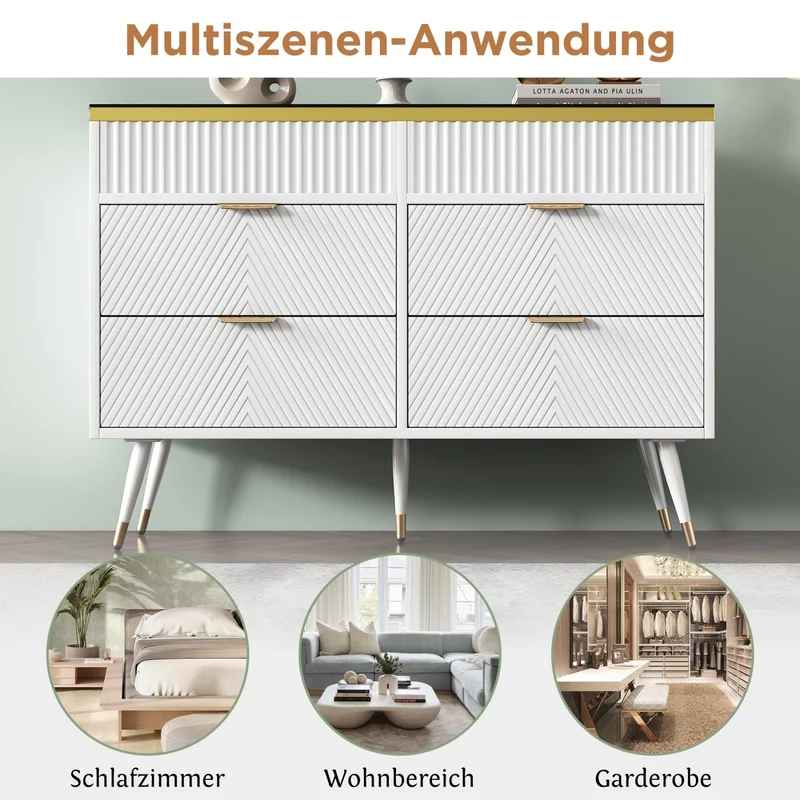 Kommode aus Bernstein Glas mit 6 Schubladen und Facheinteilung, 120 x 40 x 76 cm