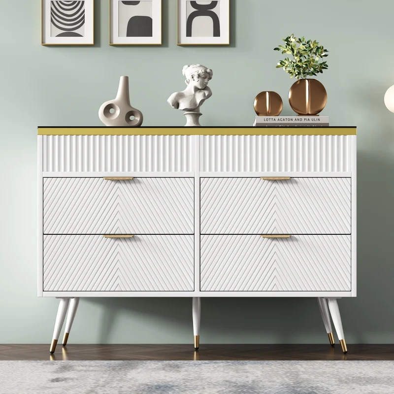 Kommode aus Bernstein Glas mit 6 Schubladen und Facheinteilung, 120 x 40 x 76 cm