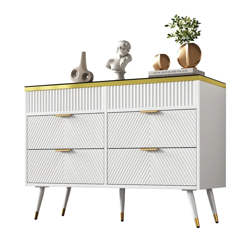 Kommode aus Bernstein Glas mit 6 Schubladen und Facheinteilung, 120 x 40 x 76 cm