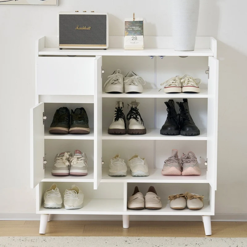 Schuhschrank mit verstellbaren Einlegeböden, 99 x 90 x 35 cm