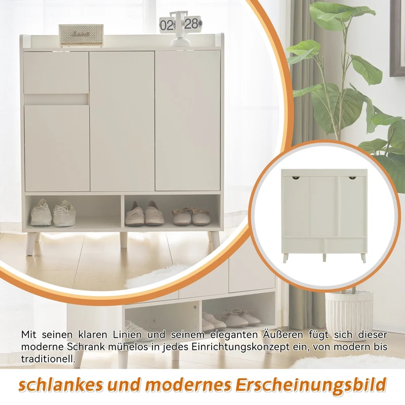 Schuhschrank mit verstellbaren Einlegeböden, 99 x 90 x 35 cm