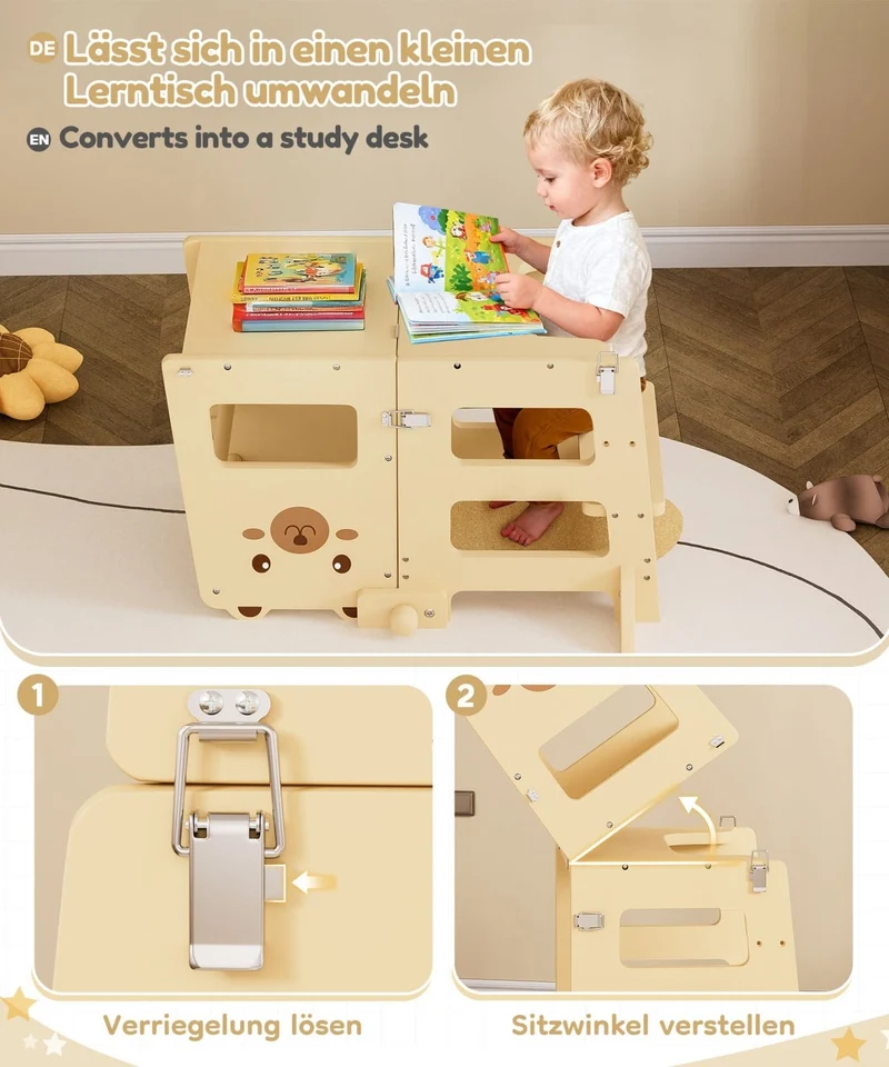 Yorbay 3-in-1 Montessori Kinder Lernturm in Bärenform