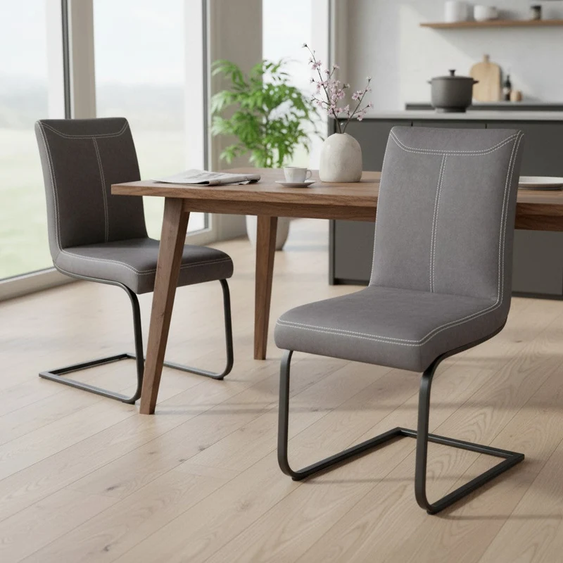 Freischwinger 2er Set K+W 6117 - Microfaser Darkbrown