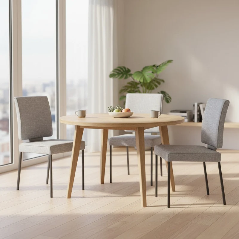 4-Fuß Stuhl 3er Set K+W - Stoff Creme