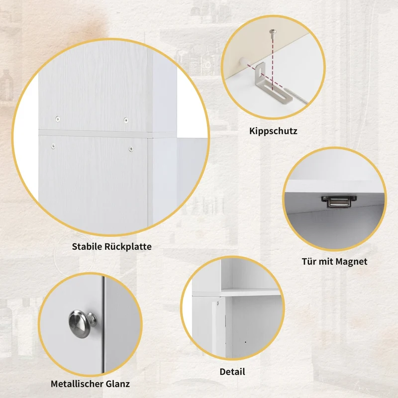 Eck-Badschrank mit zwei Ablagefächern und verstellbarem Einlegeboden