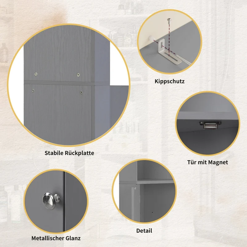 Eck-Badschrank mit zwei Ablagefächern und verstellbarem Einlegeboden