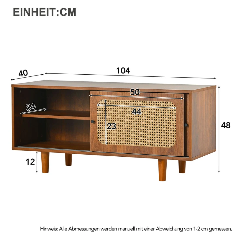 Rattan-Schuhschrank mit 2 Türen