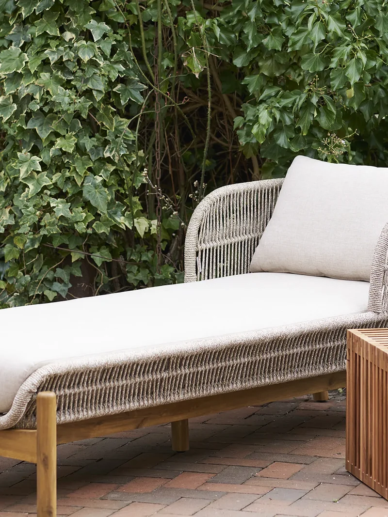 Terracina Sonnenliege Akazienholz, natur/beige