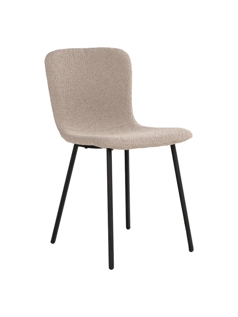 Halden Esszimmerstuhl Bouclé, beige, schwarze Beine