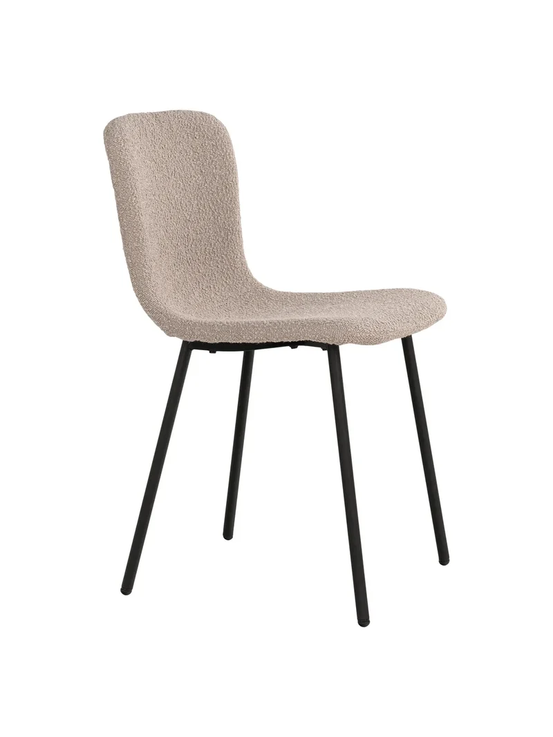 Halden Esszimmerstuhl Bouclé, beige, schwarze Beine