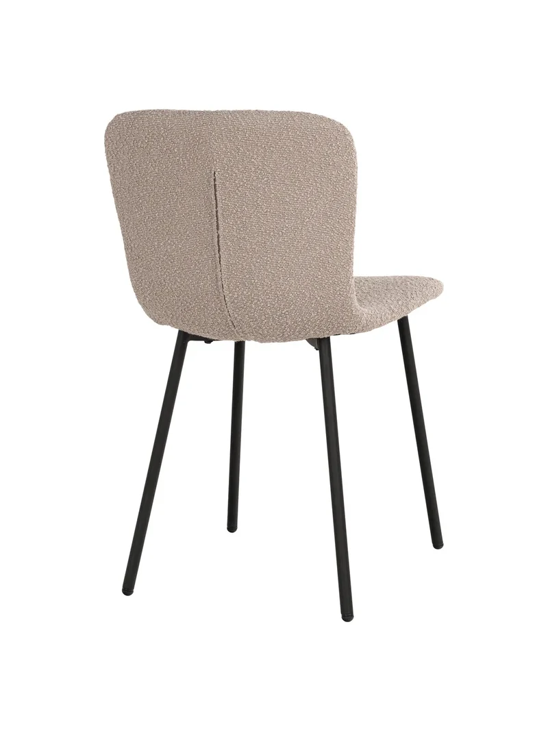 Halden Esszimmerstuhl Bouclé, beige, schwarze Beine