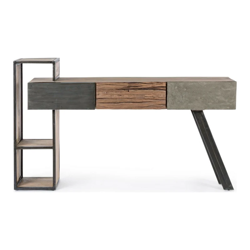 Konsole Manchester | Recyclingholz, Mango und Stahl, 3 Schubladen, 160 cm