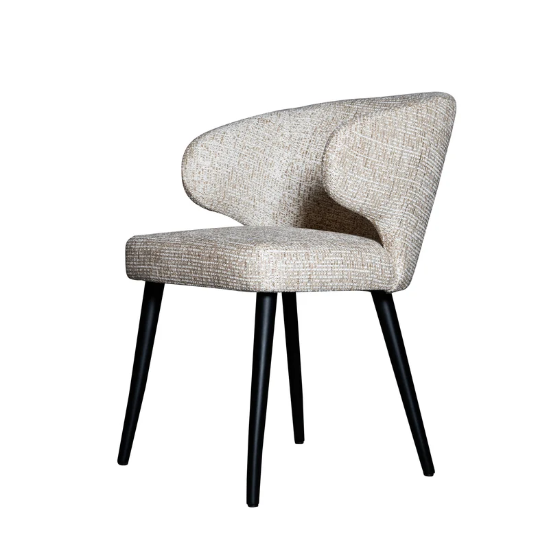 Esszimmerstuhl Fiori Beige | Mois 04 mit schwarzen Beinen