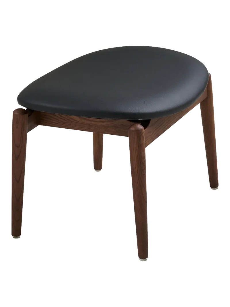 Olvera Fußhocker Eschenholz/PU, dunkelbraun/schwarz