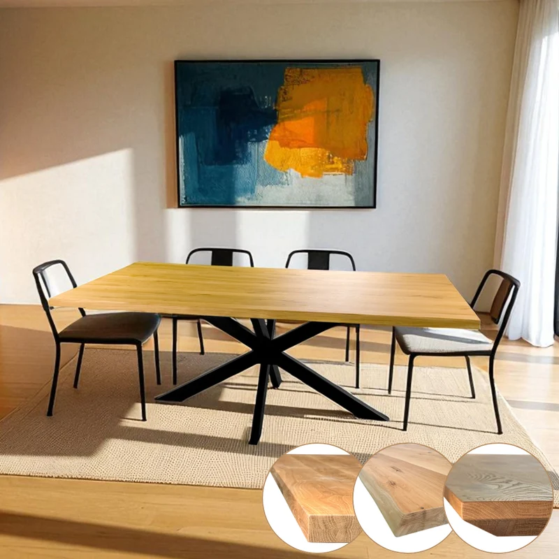 Tisch FRED Double-X - Massivholz Eiche