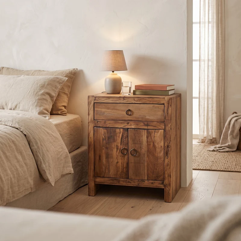 Nachttisch Grainwood mit Schublade und 2 Türen