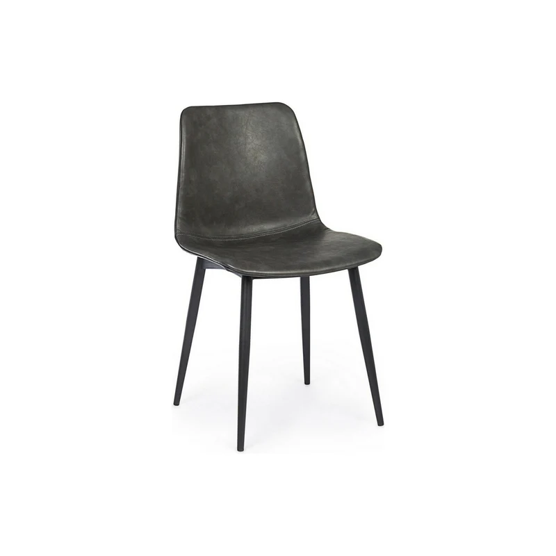 Stuhl Kyra Anthrazit Vintage | Dunkelgrau, Kunstleder, Industrial