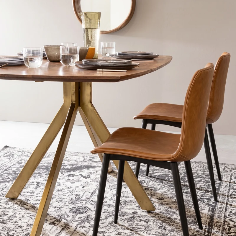 Stuhl Kyra Leder Vintage | Cognac, Kunstleder, Industrial