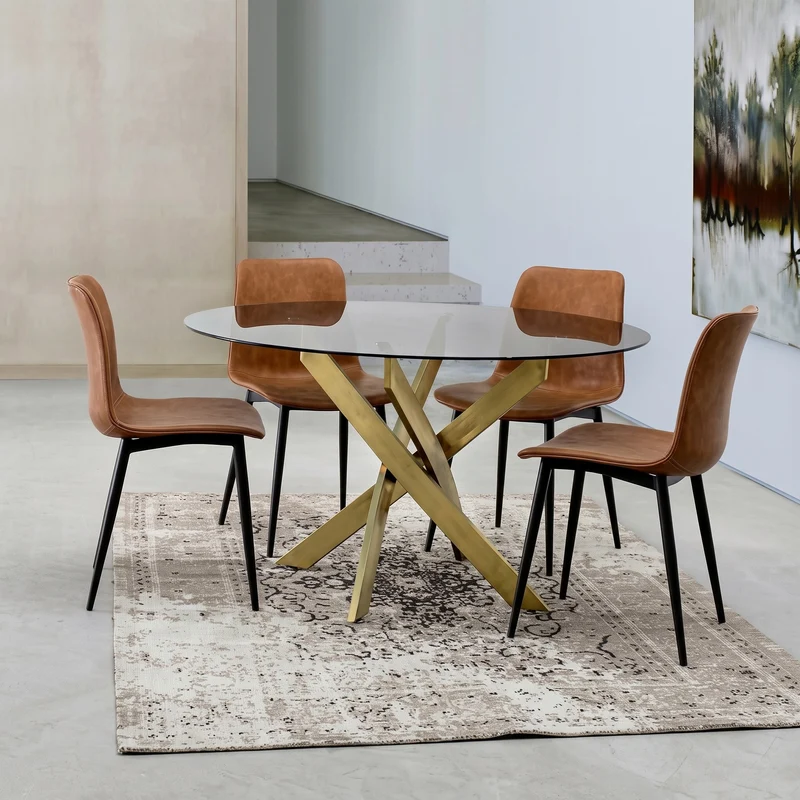 Stuhl Kyra Leder Vintage | Cognac, Kunstleder, Industrial