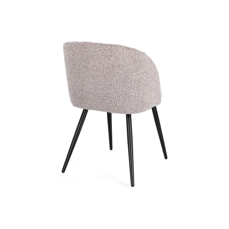 Stuhl Queen Bouclé Nerz | Graubraun, Polsterstuhl mit Steppnähten