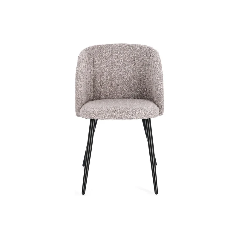 Stuhl Queen Bouclé Nerz | Graubraun, Polsterstuhl mit Steppnähten