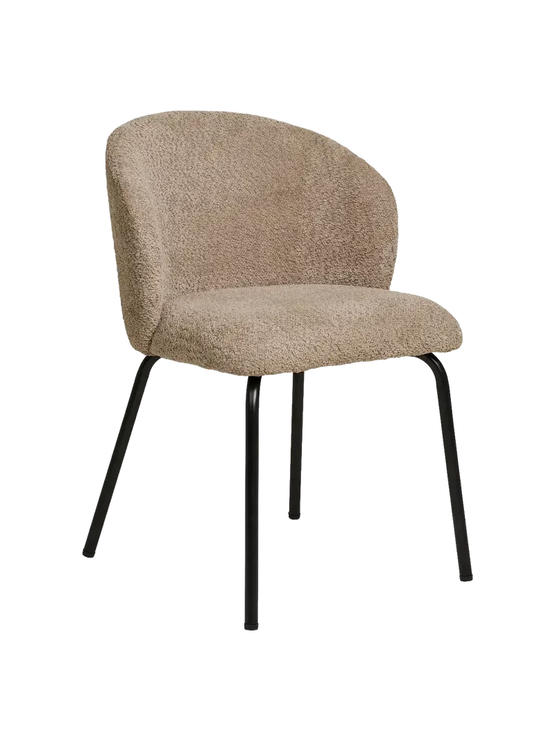 Safira Esszimmerstuhl Bouclé, beige, schwarze Beine