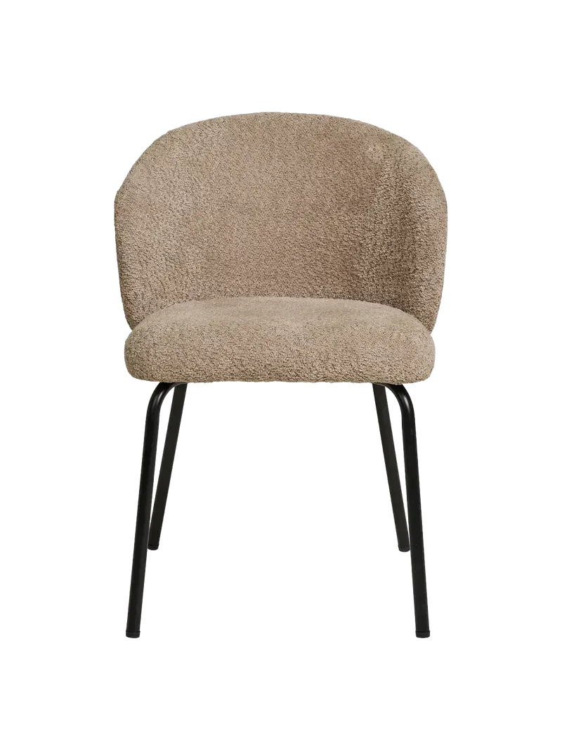 Safira Esszimmerstuhl Bouclé, beige, schwarze Beine