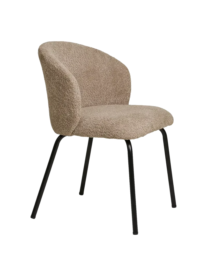 Safira Esszimmerstuhl Bouclé, beige, schwarze Beine